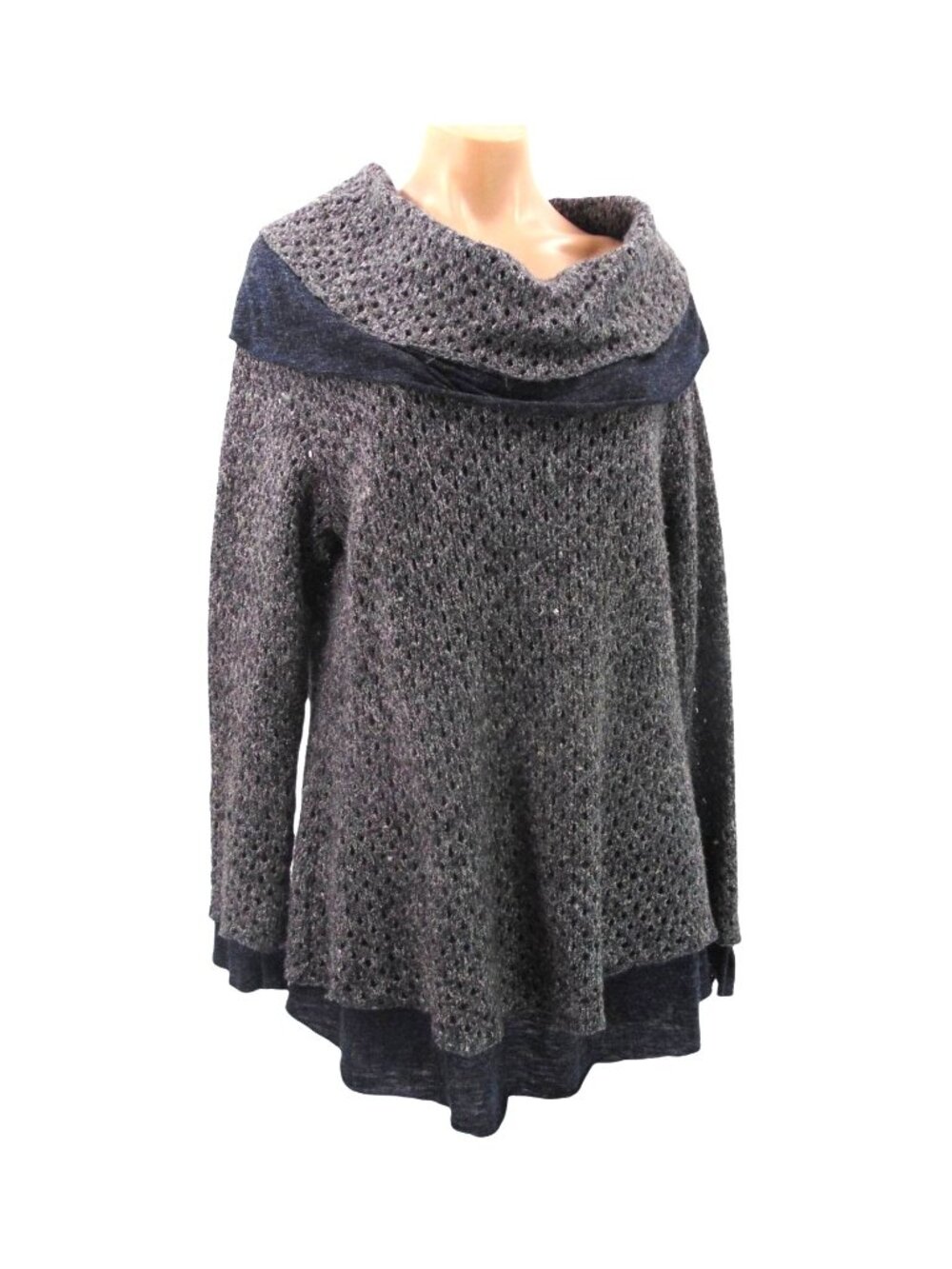 Soft Surroundings Gray Layered Look Cowl Sweater Size 1X Heather Lined Lagenlook